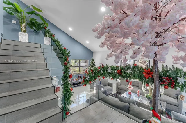 a living room with furniture