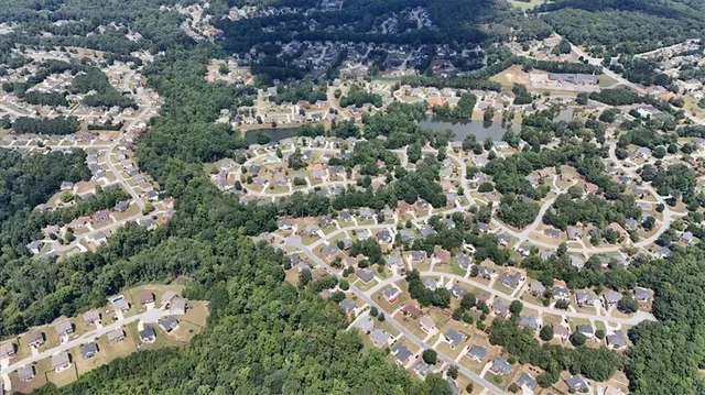 an aerial view of multiple house
