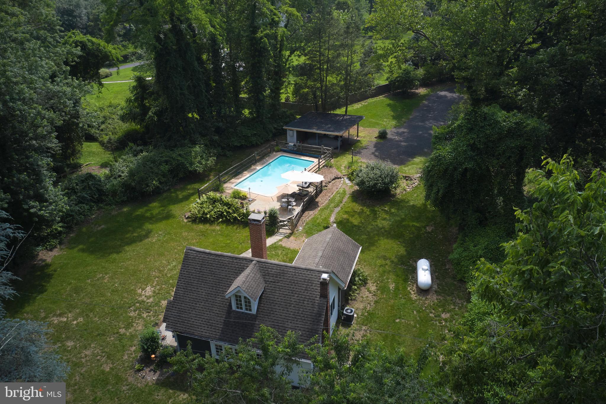 2598 River Road New Hope, PA 18938 - Photo 6 of 28 an aerial view of a house with a yard basket ball court and outdoor seating