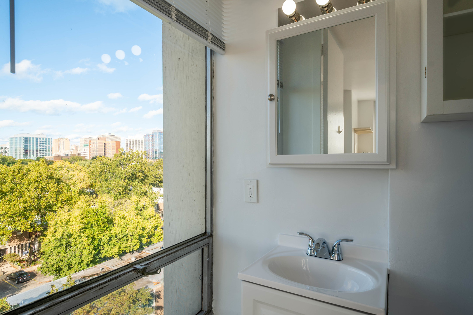 1401 East 55th Street, Unit 701N Chicago, IL 60615 - Photo 8 of 10 a bathroom with a sink and mirror