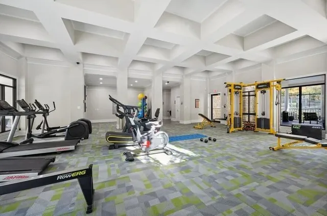 a view of a room with gym equipment
