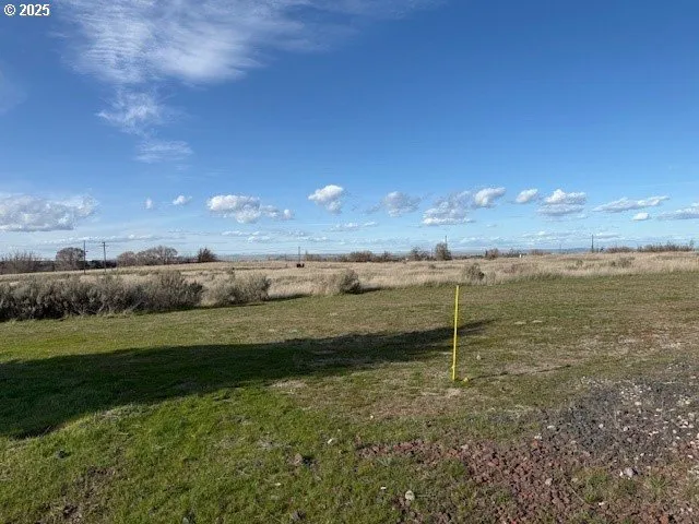 a view of a water with a yard