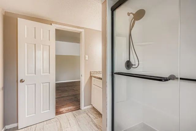 a bathroom with a shower