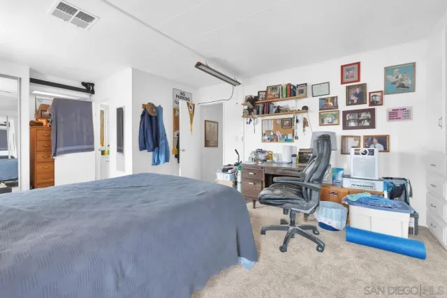 a workspace with a bookshelf