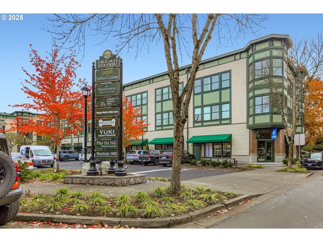 a front view of a building with street view