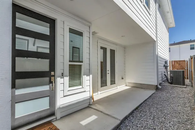 a view of a porch with a bench
