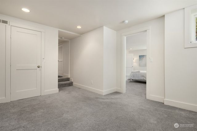 a view of a room with a bathroom