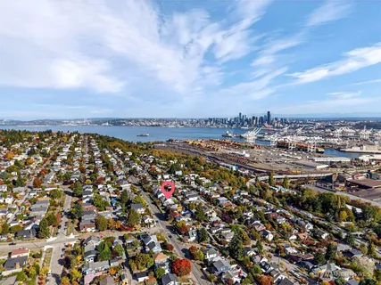 an aerial view of multiple house