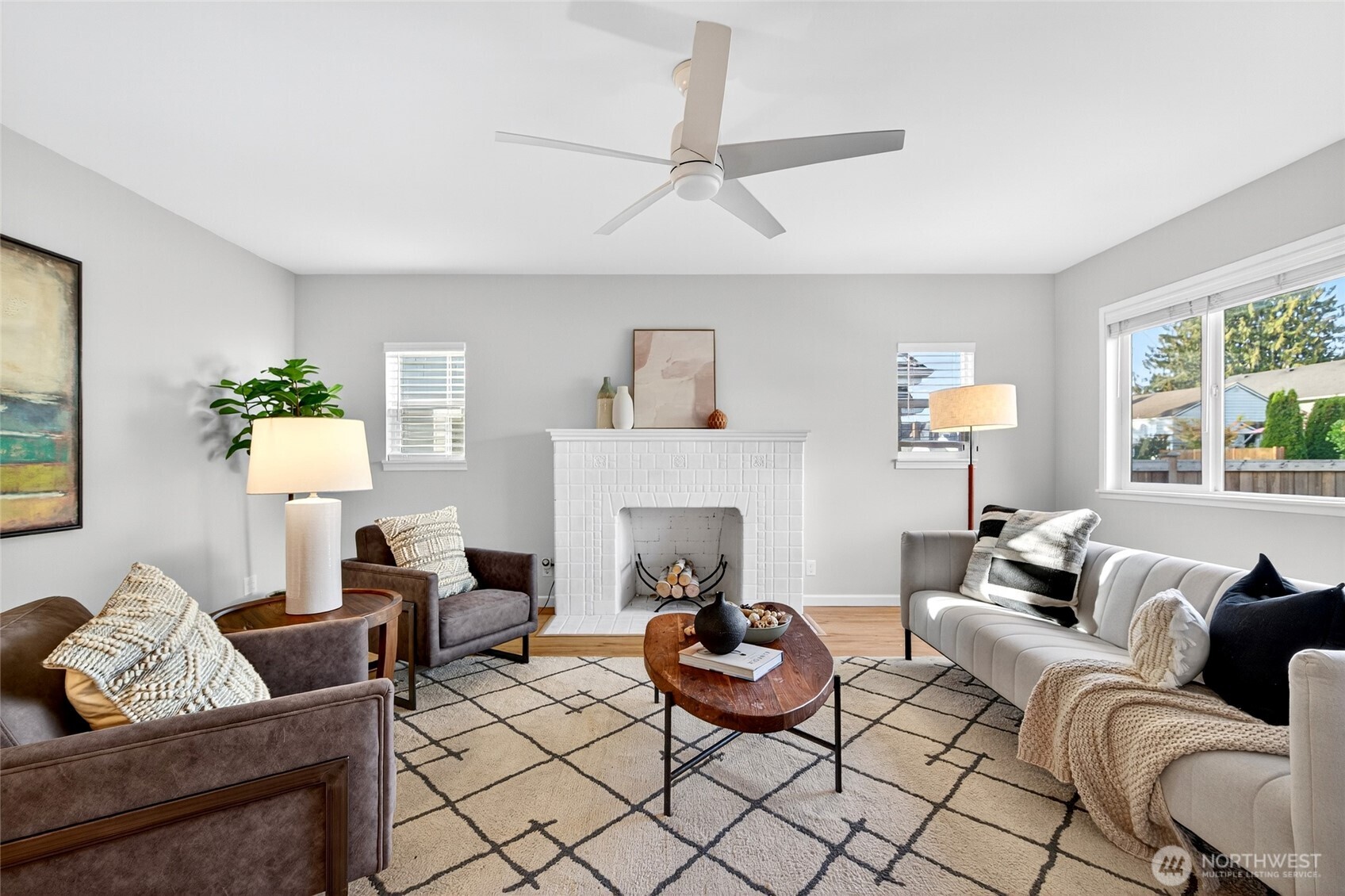 3846 35th Avenue Southwest Seattle, WA 98126 - Photo 6 of 40 a living room with furniture and a fireplace