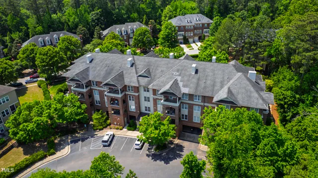 an aerial view of a house