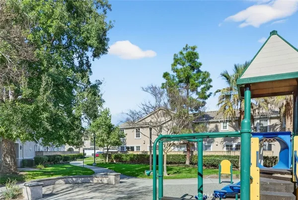 a view of a building with a garden