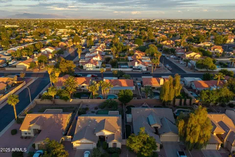 an aerial view of a house