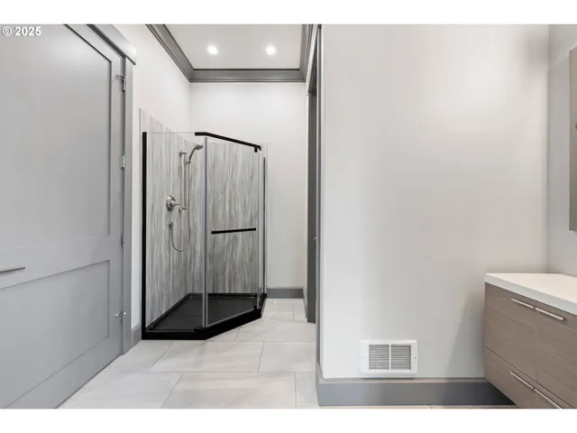 a view of a bathroom with a shower