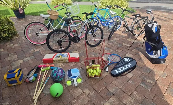a view of a table and chairs in a patio