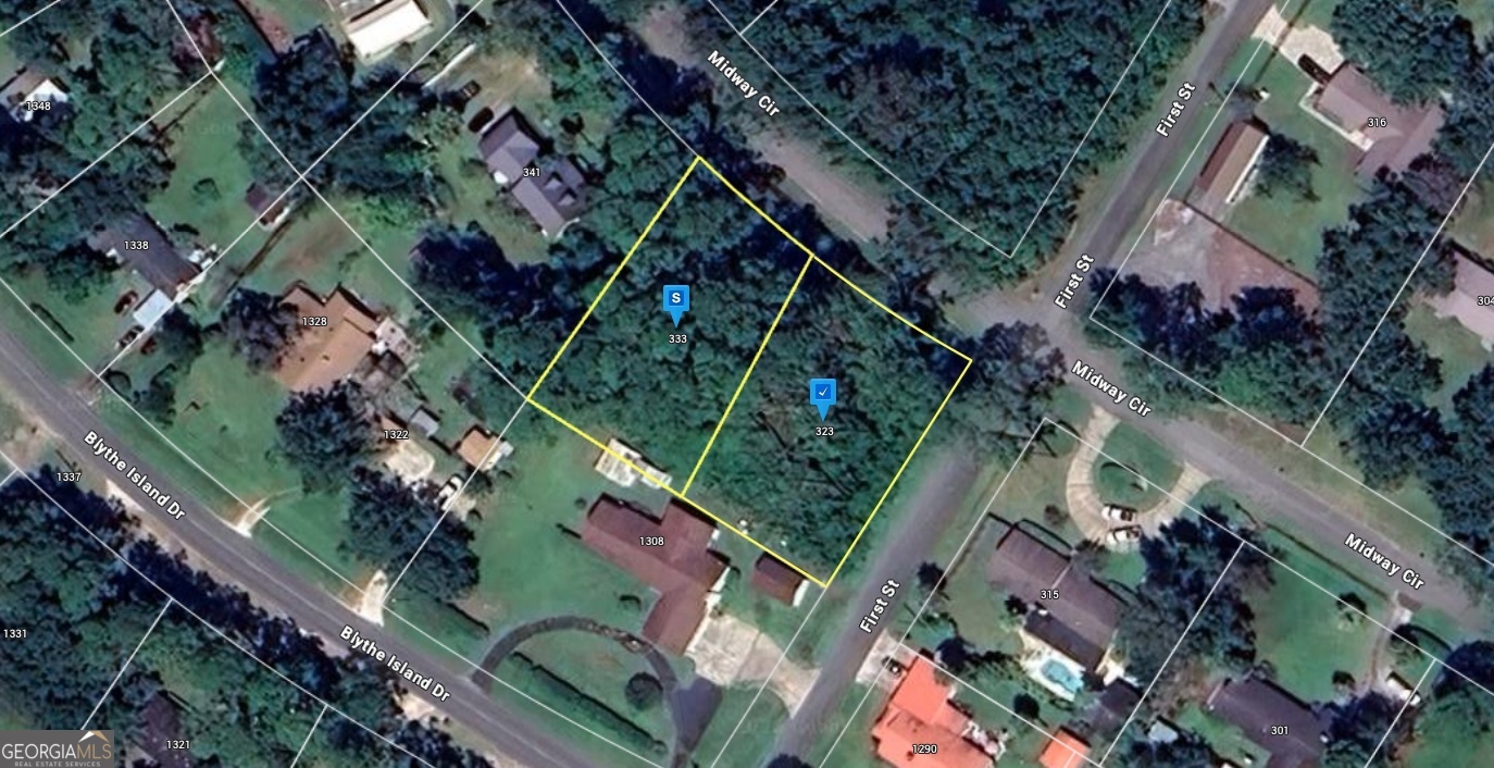 an aerial view of a residential houses