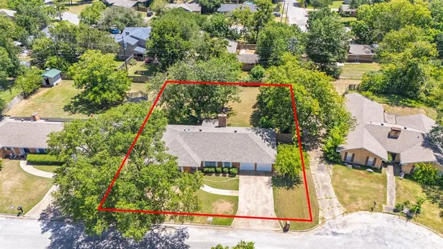 an aerial view of a house