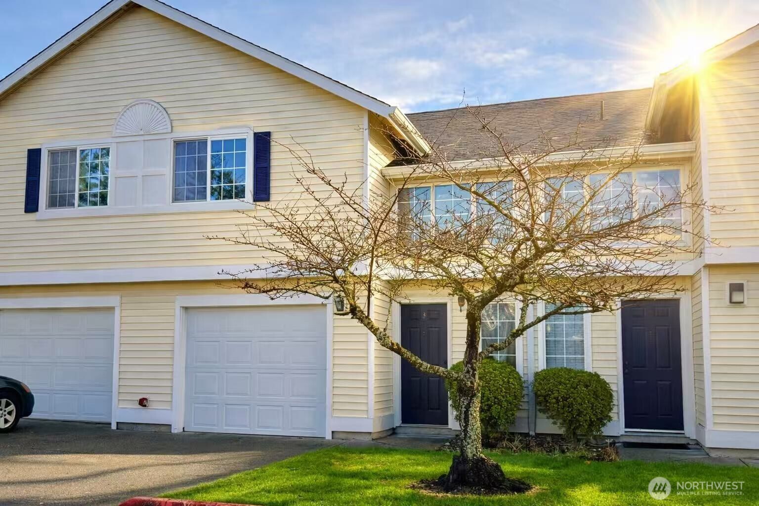 a view of a yard in front of a house