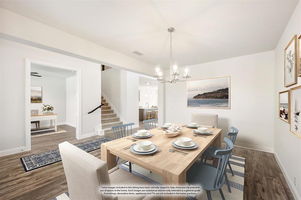 4410 Biscayne Drive Midlothian, TX 76065 - Photo 10 of 40 a view of a dining room with furniture wooden floor and chandelier