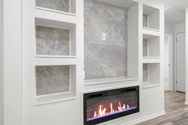 a close view of fireplace