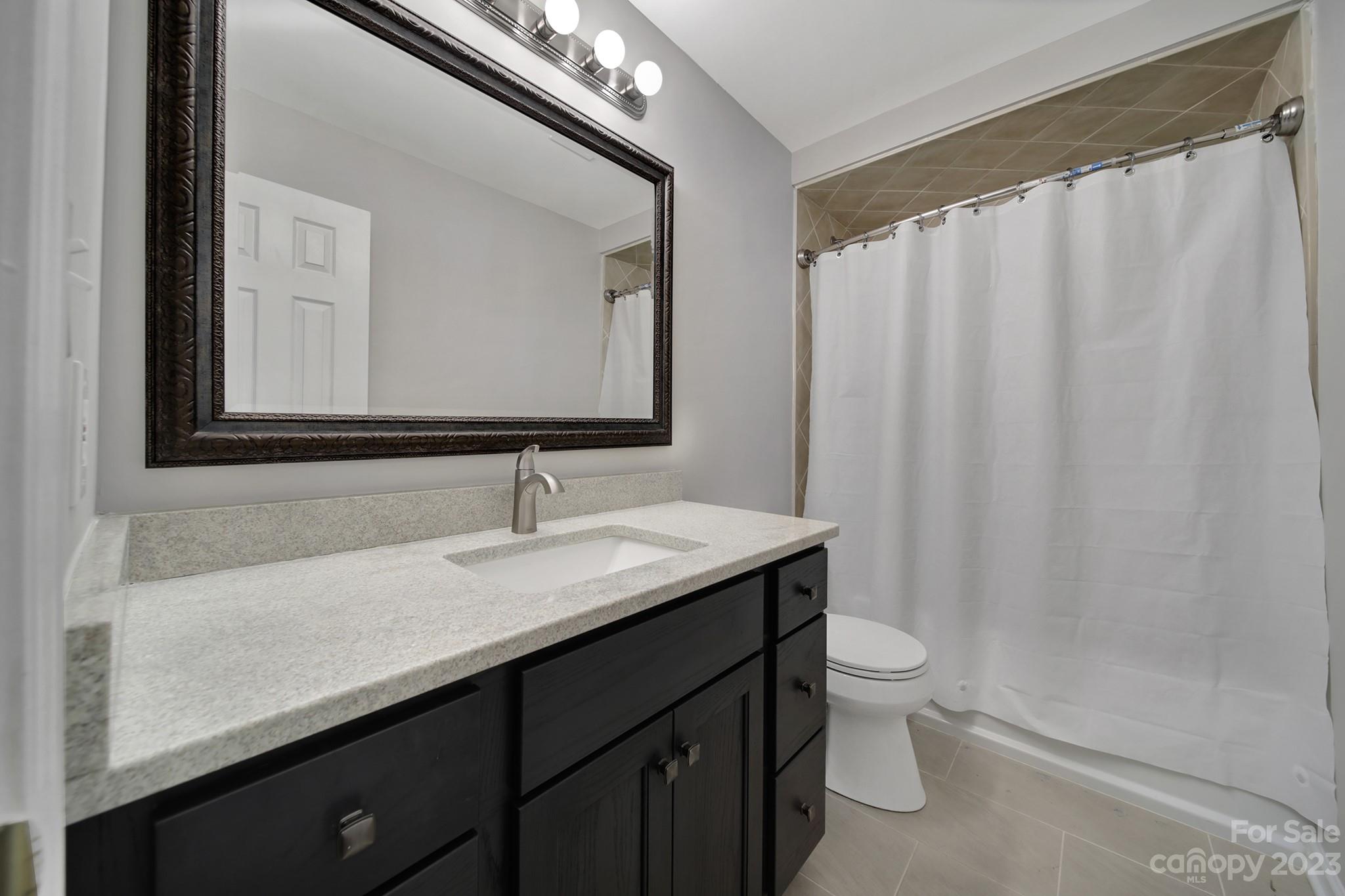 1699 Willowbrook Drive Fort Mill, SC 29708 - Photo 31 of 40 a bathroom with a sink a toilet a mirror and shower curtain