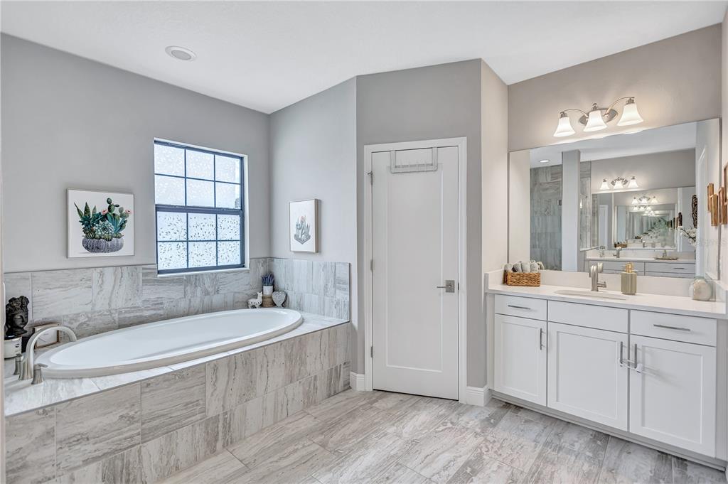 4593 Shoreleaf Loop Valrico, FL 33596 - Photo 15 of 39 a spacious bathroom with a tub sink and mirror