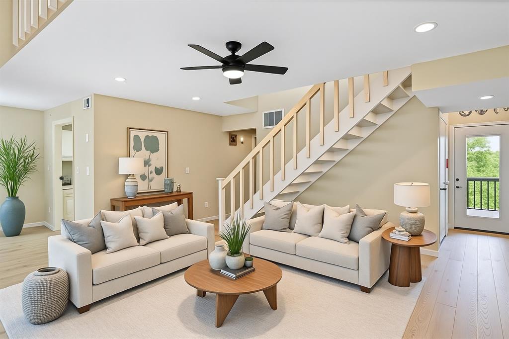 a living room with furniture