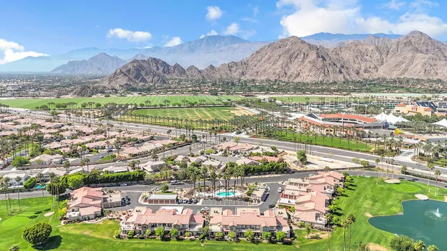 a view of a city with a mountain