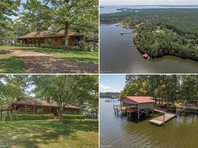 a view of a lake with a house in the background