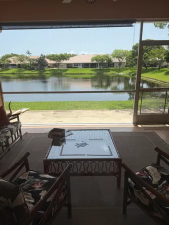a view of a swimming pool and lake view