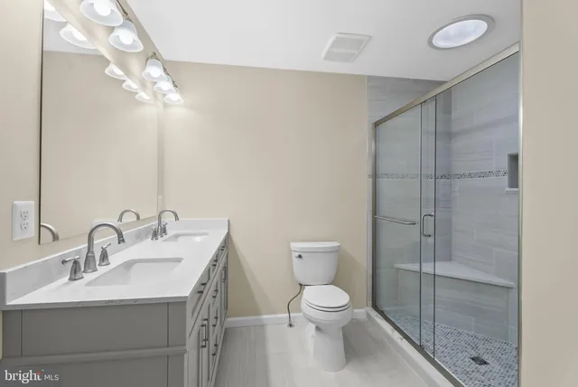 a bathroom with a toilet a sink and mirror