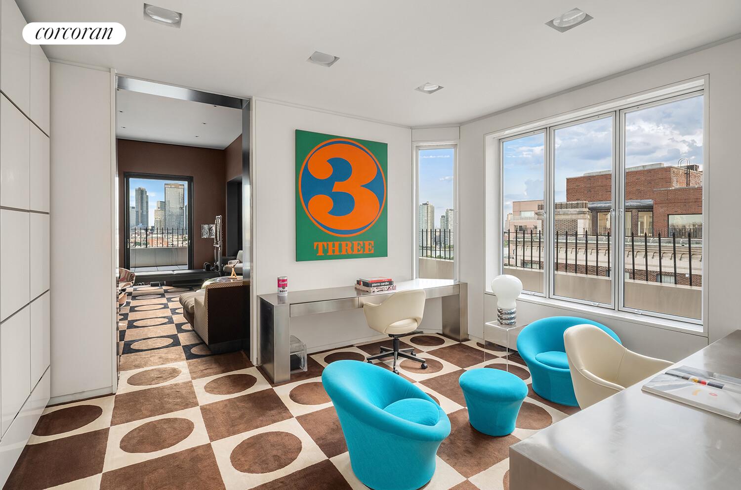 1 Sutton Place South, Unit PH Manhattan, NY 10022 - Photo 11 of 26 a living room with furniture and a floor to ceiling window