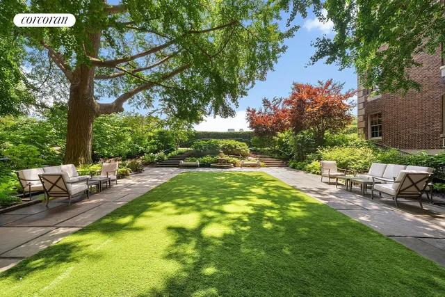 a view of a terrace with furniture and a potted plant