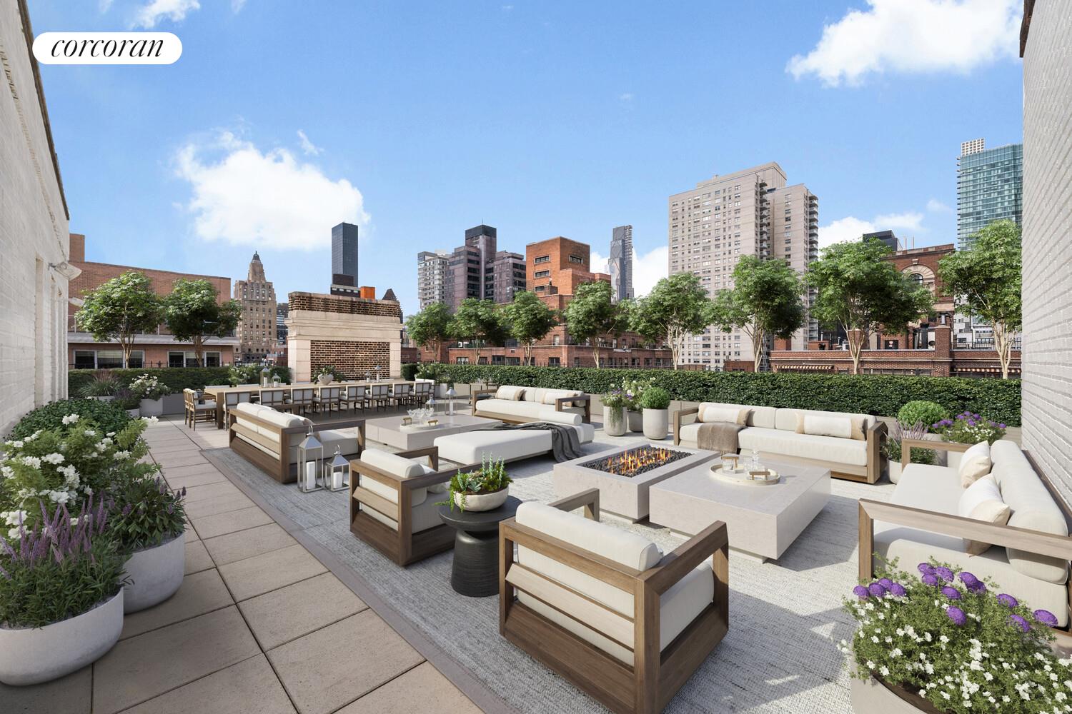 1 Sutton Place South, Unit PH Manhattan, NY 10022 - Photo 7 of 26 a row of benches sitting in the middle of a building