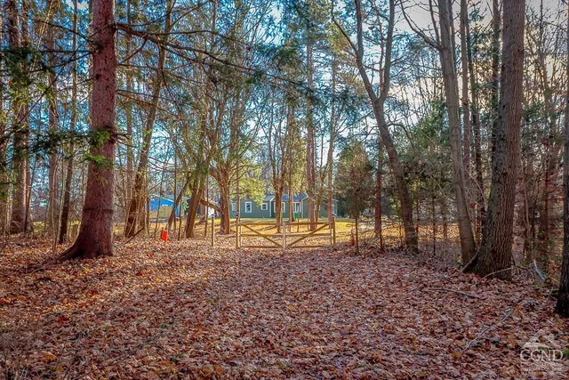 a backyard of a house with lots of green space