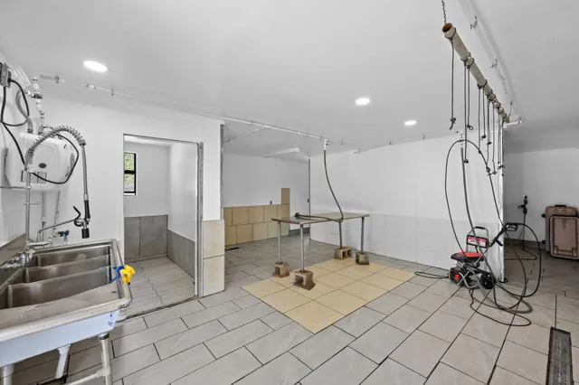 a room with gym equipment