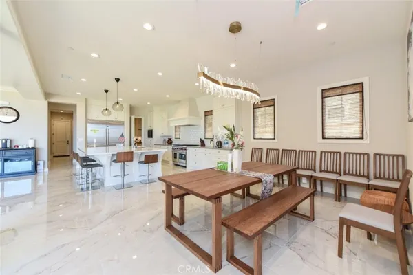 a dining room with furniture and a table