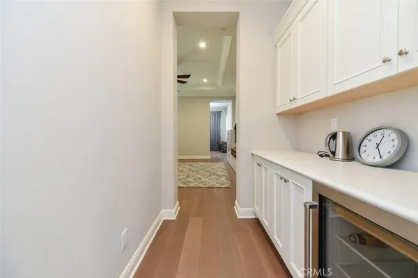 a view of a hallway with elevator