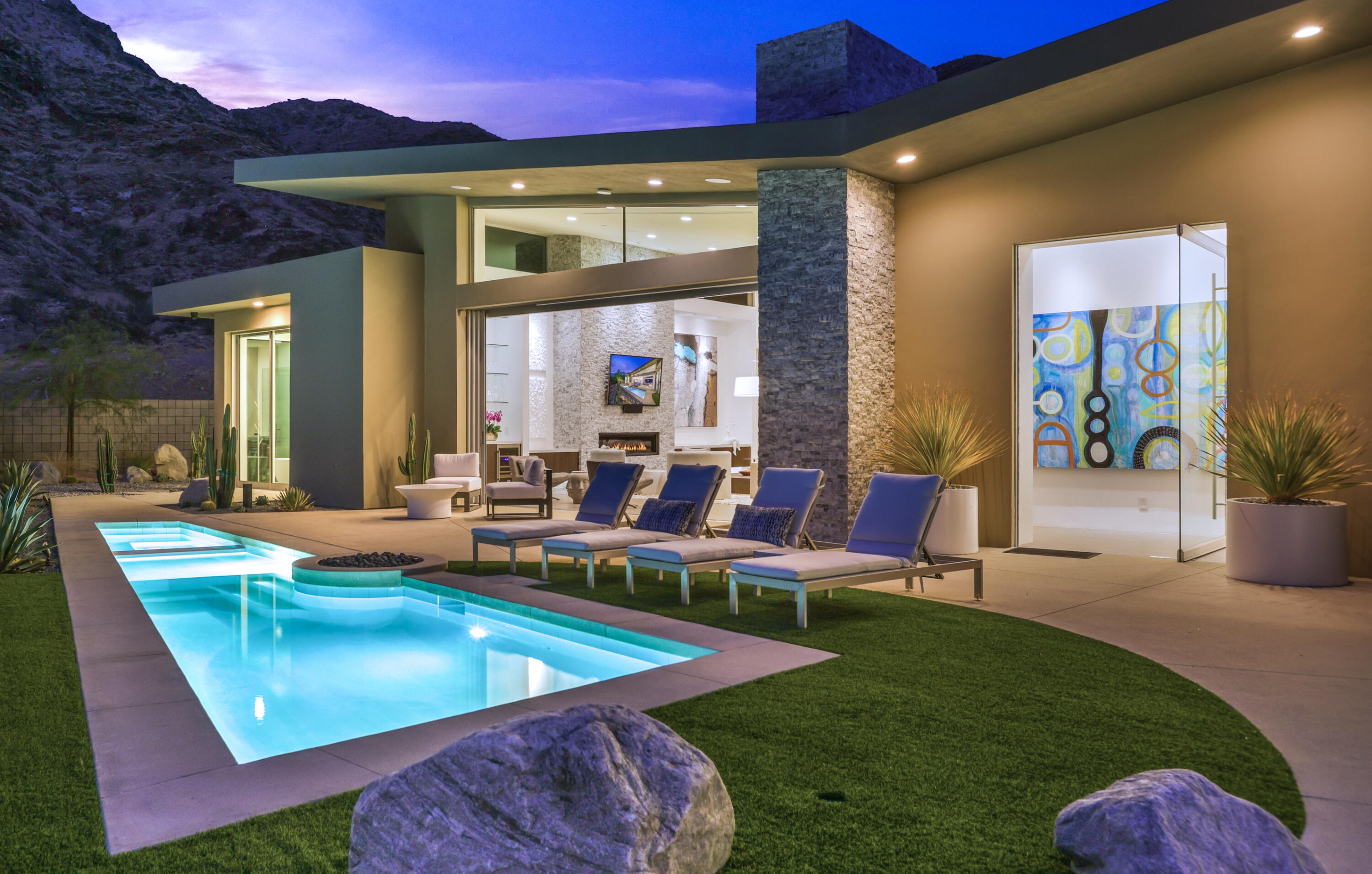 1747 Pinnacle Point Palm Springs, CA 92264 - Photo 8 of 76 a view of a house with swimming pool and sitting area