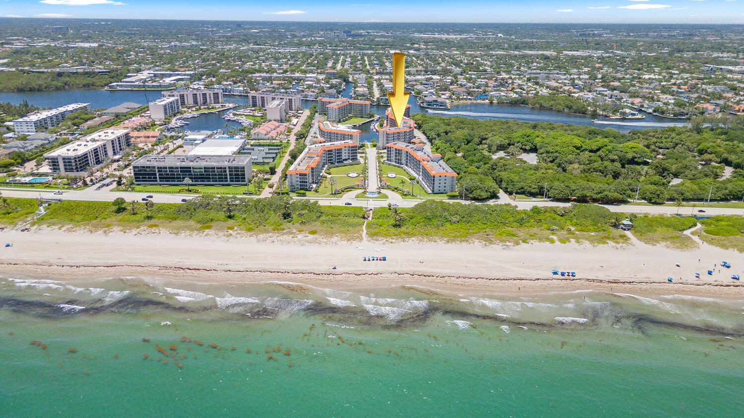 2871 North Ocean Boulevard, Unit V443 Boca Raton, FL 33431 - Photo 39 of 49 an aerial view of residential houses with outdoor space and ocean view