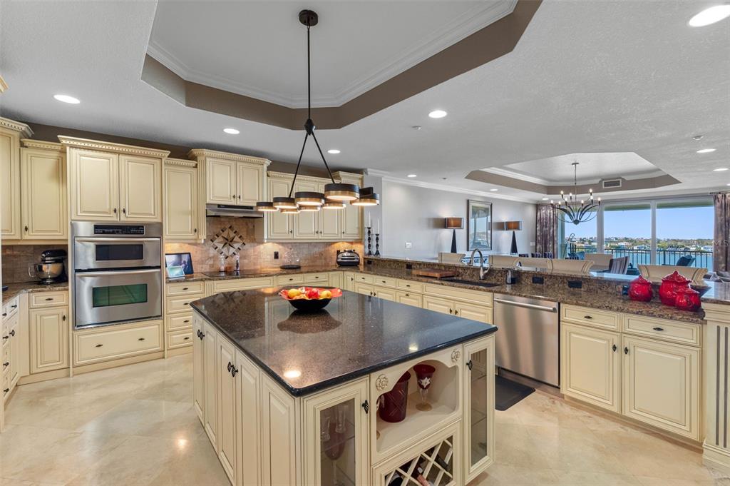 17717 Gulf Boulevard, Unit 702 Redington Shores, FL 33708 - Photo 63 of 99 a kitchen with stainless steel appliances granite countertop a sink a stove and a refrigerator