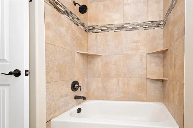 a bathroom with a bathtub