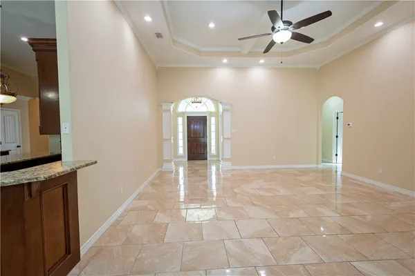 a view of a livingroom with a chandelier