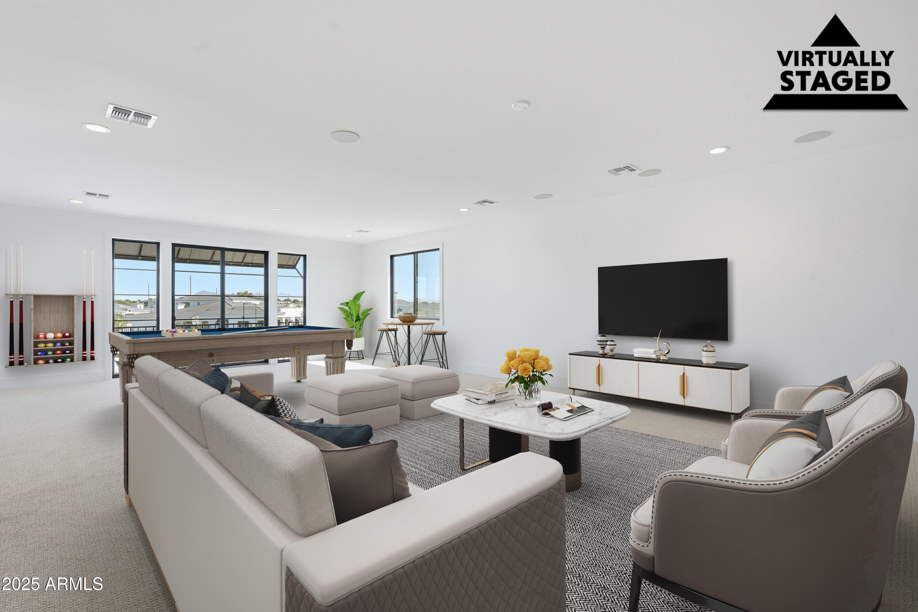 3326 South Stuart Court Gilbert, AZ 85297 - Photo 36 of 88 a living room with furniture and a flat screen tv