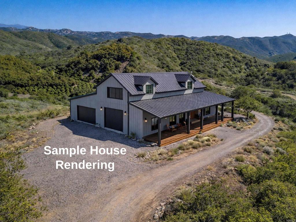 a view of a house with a mountain in the background