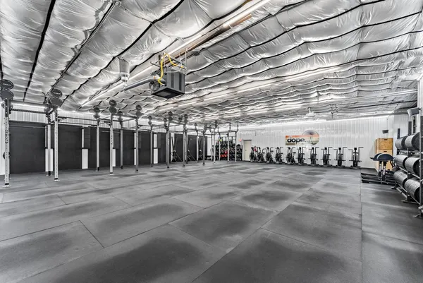 a view of a room with gym equipment