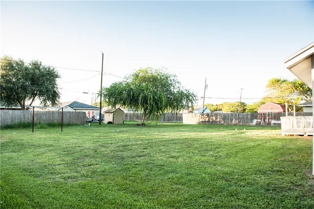a view of a park and trees