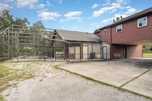 a view of a porch with a backyard