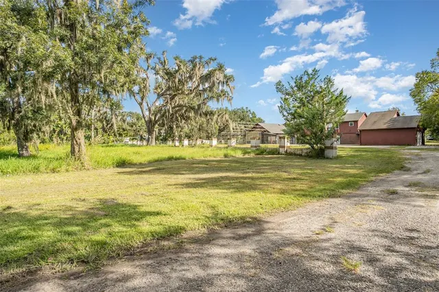 an aerial view of a pool