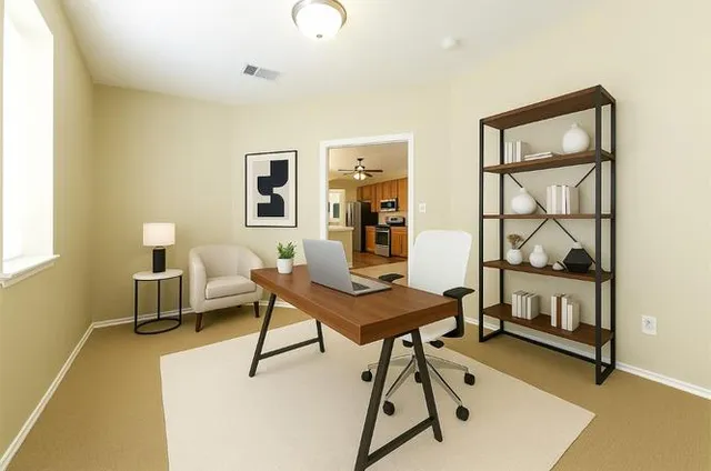 a view of a bathroom with a door