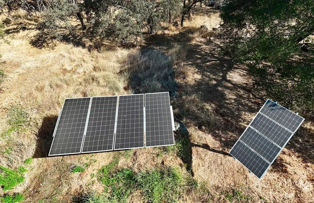 a backyard of a house with large trees